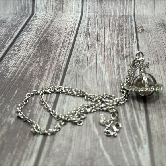 VIVIENNE WESTWOOD *AS IS, NEEDS FIXING!* Orb Rhinestone Silver Pendant Necklace - Picture 15 of 16